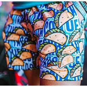 BL101 Apparel Mens Taco Tuesday Mesh Shorts Blue Teal All Over Print Size Small